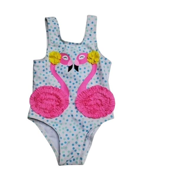 Wetsuit Club Flamingo Polka Dot Swimsuit Size 2t - Picture 1 of 3